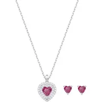 Swarovski One Series Halsband och Örhänge Set Dam Smycken Röd 5470602 Box (Random Color)