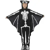 Smiffys Maskeradkläder - Bat Skeleton - Svart/Vit - - 7-9 år (122-134) - Maskeradkläder