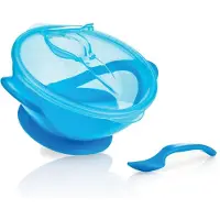Nuby Skål m. Sked - Blå - - One Size - Skål