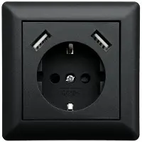 LEDmaxx USB1002 1x Eluttag Infälld USB-uttag, Petskydd Svart