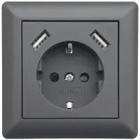 LEDmaxx USB1003 1x Eluttag Infälld USB-uttag, Petskydd Antracit
