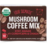 Four Sigmatic , Protect, Omedelbar Ekologisk Kaffe med Chaga & Cordyceps Svampar, Medium Roast, 10 Portioner, 0,09 oz (2,5 g) Varje