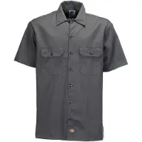 Dickies Herr Kortrmad Work Big and Tall Button Down-skjorta Charcoal 4X-Large Big US