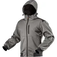 Neo Tools Neo Work softshelljacka med avtagbar huva, grå storlek S (81-551-S)