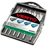 Verto 60H804, Borr, Flatmejsel, Trä, Hexskaft, 6 styck, 10, 12, 16, 18, 20, 25 mm