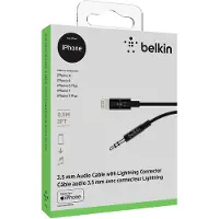 Belkin - Lightning- till hörlursuttag-kabel - Lightning hane till mini-phone stereo 3.5 mm hane - 91.4 cm - svart