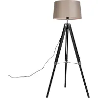 QAZQA Golvlampa Tripod svart med skärm 45 cm linne taupe
