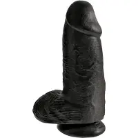 King Cock - dildo med sugkopp och pung - svart - 23cm