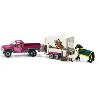 Schleich Horse Truck and Trailer Toys - 14 Piece Pickup Truck & Trailer Playset med hstfigur Rider actionfigur och ponny -tillbehr fr flickor