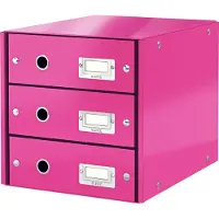 Leitz Click & Store WOW - Lådskåp - 3 lådor - rosa