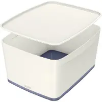 Leitz Opbevaringsboks MyBox Large med låg hvid/grå - (4 stk.)