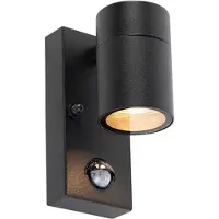 QAZQA Utomhusvägglampa svart med rörelsesensor IP44 - Solo