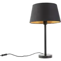 QAZQA Klassisk bordslampa svart med svart skärm 32 cm - Simplo
