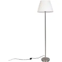 QAZQA Modern golvlampa stål med vit plisserad skärm 45 cm - Simplo