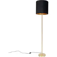 QAZQA Klassisk golvlampa mässing med svart skärm 40 cm - Simplo