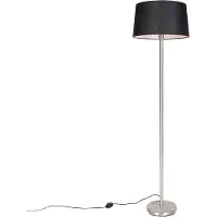 QAZQA Modern golvlampa stål med svart skärm 45 cm - Simplo