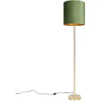 QAZQA Botanisk golvlampa mässing med grön skärm 40 cm - Simplo