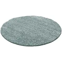 NATURL. Rund fluffig matta | Solid blågrön hos Volero | Ø 100 cm | Polypropen | Enfärgad | Rund | Hög lugg