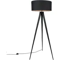 QAZQA Modern golvlampa svart med svart skärm - Ilse