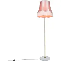 QAZQA Retro golvlampa mässing med mormorslampa rosa 45 cm - Kaso