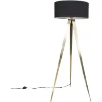 QAZQA Modern golvlampa mässing med svart skärm - Ilse