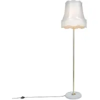 QAZQA Retro golvlampa mässing med mormorslampa grädde 45 cm - Kaso
