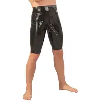 Late X Långa Shorts i Latex med Penis Sleeve Män - Svart - S - Svart