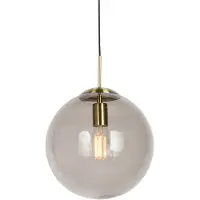 QAZQA Modern pendellampa mässing med rökglas 30 cm - Ball