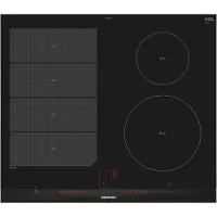 Siemens iQ700 EX675LEC1E - Induktionshäll - 4 kokplattor - Fördjupning - bredd: 56 cm - djup: 49 cm - svart - med sidokanter i rostfritt stål, - med fasetterad framkant