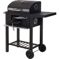 Bigbuy Bärbar Svart Kolgrill med Täcke och Hjul - 48,5 x 36 x 96 cm
