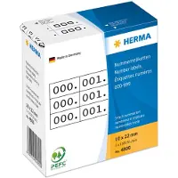 Herma - Svart, vit - 10 x 22 mm 3000 etikett (er) (1000 ark x 3) självhäftande nummeretiketter