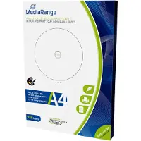 MediaRange - Vit - CD (15 x 118 mm) 100 etikett (er) (50 ark x 2 CD/DVD-etiketter
