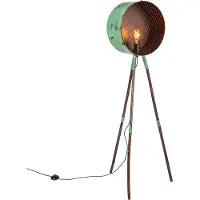 QAZQA Vintage golvlampa på bambu-stativ grön med koppar - Barrel