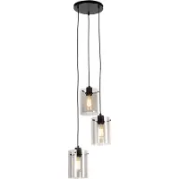 QAZQA Designhänglampa svart med rökglas 3-ljus - Dome