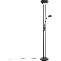 QAZQA Golvlampa svart med läslampa inkl LED och dimmer - Diva 2