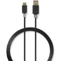 Nedis USB-kabel | USB 2.0 | USB-A Hane | USB-C(tm) Hane | 60 W | 480 Mbps | Guldplaterad | 1.00 m | Rund | PVC | Antracit | Låda