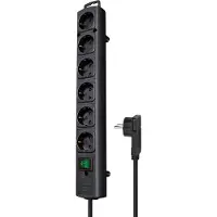 Brennenstuhl Grendosa Comfort-Line 6-Way 2.00 m Svart - Jordad Kontakt TYPE F