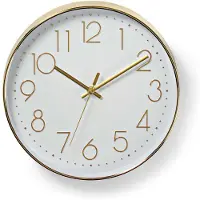 Nedis Väggklocka | Diameter: 300 mm | Plast | Guld / Vit