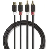 Nedis - Ljudkabel - RCA hane till RCA hona - 2 m - antracit - rund