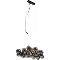 QAZQA Art Deco Pendellampa Svart med Rökglas 8-ljus - Uvas