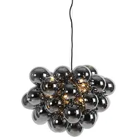 QAZQA Smart taklampa svart med rökglas 8-ljus rund inkl. Zigbee G9 - Uvas