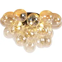 QAZQA Design taklampa svart med bärnstensglas 6-ljus - Uvas