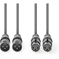 Nedis Balanserad ljudkabel | 2x XLR 3-Pin Hane | 2x XLR 3-Pin Hona | Nickelplaterad | 1.50 m | Rund | PVC | Mörkgrå | Kartonghylsa