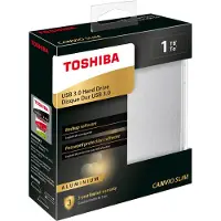Toshiba Canvio Slim - Hårddisk - 1 TB - extern (portabel) - 2.5" - USB 3.2 Gen 1 - silver