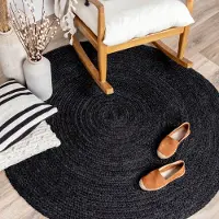 NATURL. Rund jutematta | Fair svart hos Volero | Ø 100 cm | Jute | Enfärgad | Rund | Plattvävd