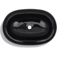 vidaXL Handfat svart keramisk oval