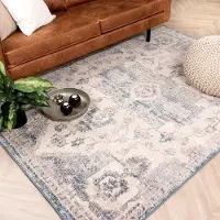 FRAAI Vintage matta | Inspire No. 215 gräddvit/blå hos Volero | 80x150 cm | Polypropen | | Rektangulär | Låg lugg