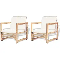 vidaXL 2x Bambu Trädgårdsstol Sits Utomhusfåtölj Uteplatsstol 43158