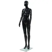 Skyltdocka dam helkropps med bas i glas glansig svart 175 cm