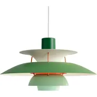 Louis Poulsen Design pendellampa PH 5 500, dimbar, Grön, Vardagsrum / matsal, Aluminium / grå / zink, Design, Pendellampa